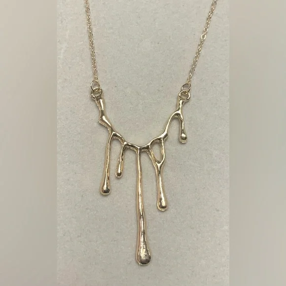 💛 Golden Lava Droplet Pendant Necklace - Picture 8 of 10